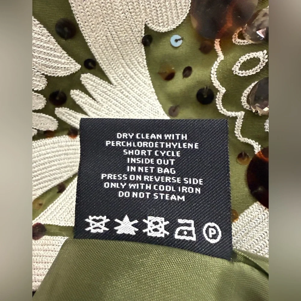 Carlisle Floral Pencil Skirt Size 4 Olive Ivory Statement Designer Workwear
